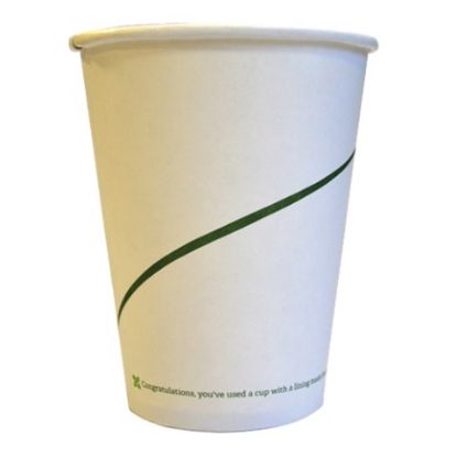 Picture of Paper Hot Cup Compostable White With Green Strip 12oz  (Pack of 50)