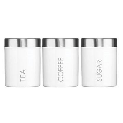 Picture of Enamel Canister Set White With S/S Lid (Tea/Coffee/Sugar) *p