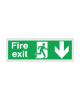 Picture of Fire Exit Man Running Arrow Down Rigid Sign 150x450mm *p