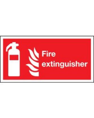 Picture of Fire Extinguisher Words And Flames Sign 100x200 S/A