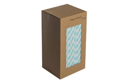 Picture of Light Blue Biodegradable Paper Straws 8" (Pack Of 250)