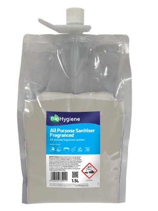 Picture of Bio Hygiene Dosing Pouch For All Purpose Sanitiser Fragranced 1.5ltr  (Case of 2)