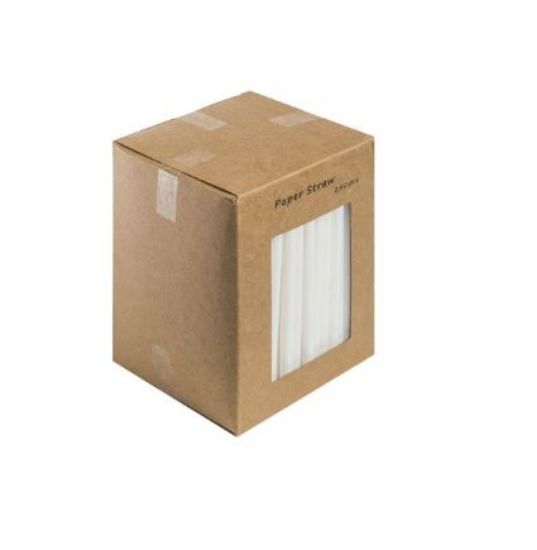 Picture of White Paper Drinking Straw 5.5" Biodegradable 6mm Bore  (Pack of 250)