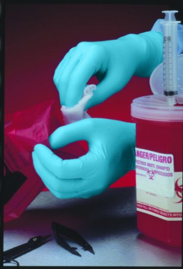 Picture of Hybrid Exam Gloves Powder Free Blue Medium (100)