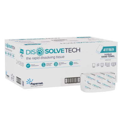 Picture of Dissolve Tech Superior V Fold Handtowel White 2 Ply Pure 21cm x 22cm  (Case of 3150)