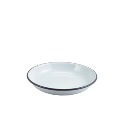 Picture of Enamel Rice/Pasta Plate White With Grey Rim 20cm