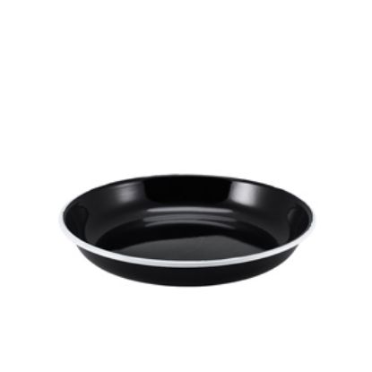 Picture of Enamel Rice/Pasta Plate Black With White Rim 24cm