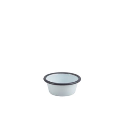 Picture of Enamel Ramekin White With Grey Rim 8cm Dia 90ml/3.2oz (12)