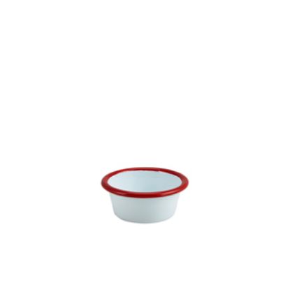 Picture of Enamel Ramekin White With Red Rim 8cm Dia 90ml/3.2oz (12)