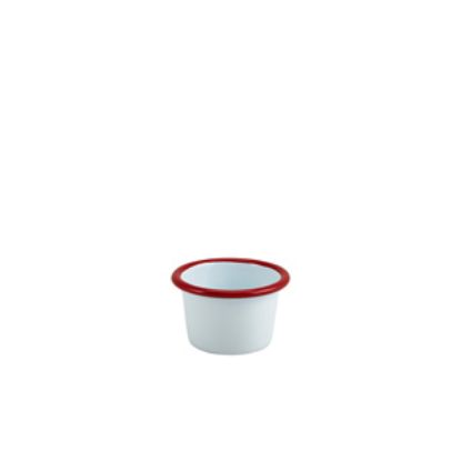 Picture of Enamel Ramekin White With Red Rim 7cm Dia 90ml/3.2oz (12)