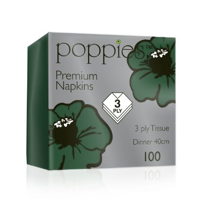Picture of Napkin Dinner 39cm X 39cm Forrest Green 3 Ply (100)
