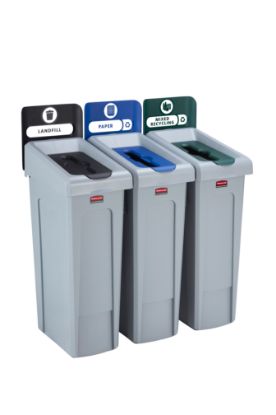 Picture of Rubbermaid Slim Jim Recycling Centre 3 Stream - Black/Blue/Green