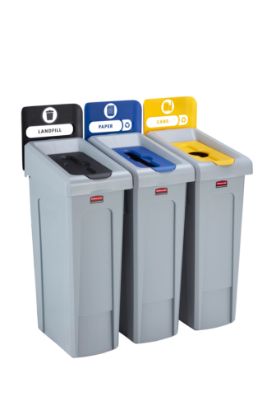 Picture of Rubbermaid Slim Jim Recycling Centre 3 Stream - Black/Blue/Yellow