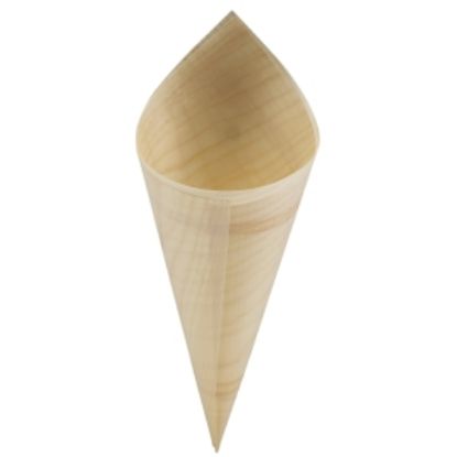 Picture of Genware Disposable Wooden Serving Cones 18cm (100pcs)