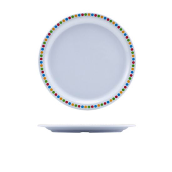Picture of Genware Melamine 9 Plate - Coloured Circles (12)