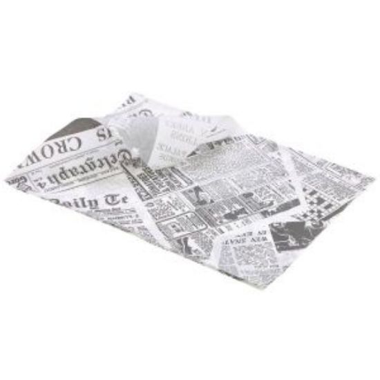 Picture of Greaseproof Paper White Newspaper Print 25 X 35cm  (1000)
