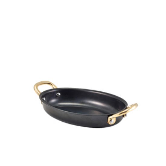 Picture of Genware Black Vintage Steel Oval Dish 16.5 X 12.5cm (6)