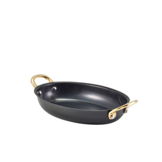 Picture of Genware Black Vintage Steel Oval Dish 18.5 X 13.5cm (6)