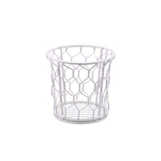 Picture of Genware White Wire Basket 12cm Dia (6)