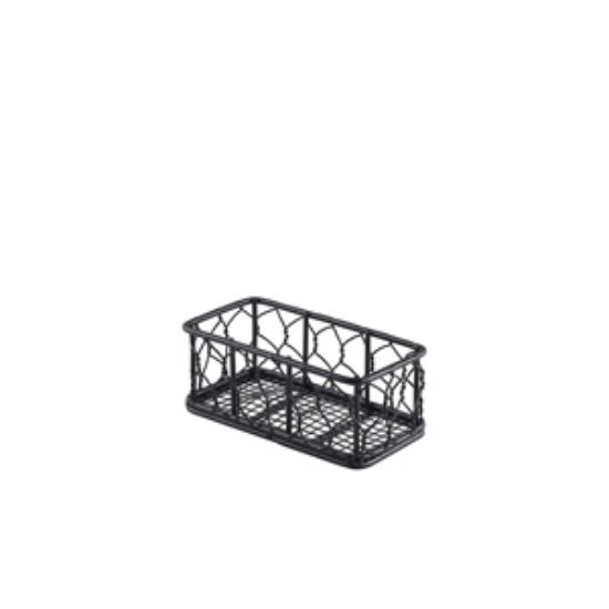 Picture of Genware Rectangular Black Wire Basket 14 X 7 X 5.5cm (6)