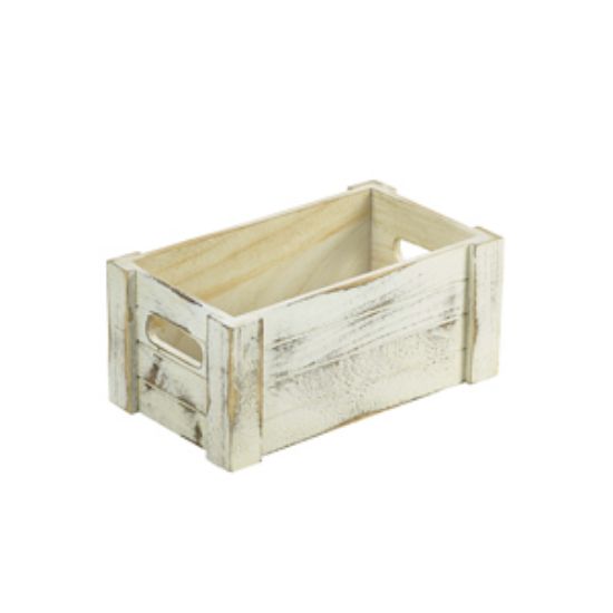 Picture of Genware White Wash Wooden Crate 27 X 16 X 12cm