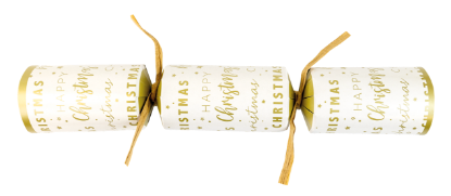 Picture of 2025 Cream And Gold Script 10" Christmas Cracker Recyclable  (Case Of 100)