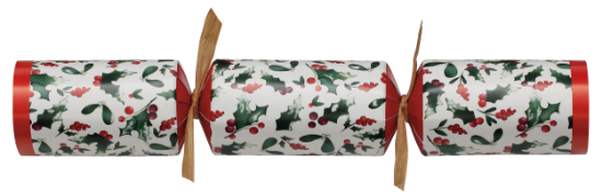 Picture of 2024 Red And White Traditional Holly 10" Christmas Cracker Recyclable  (100)