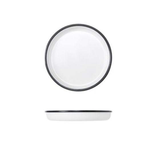 Picture of Black/White Melamine Athens Round Tray 21.6cm