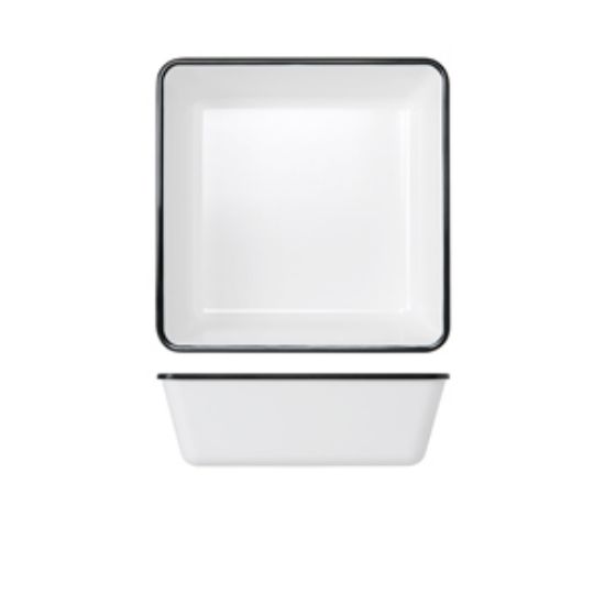Picture of Black/White Melamine Athens Square Deep Dish 25 X 8cm