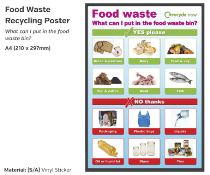 Picture of Self Adhesive Food Waste Sticker 210 X 297mm A4