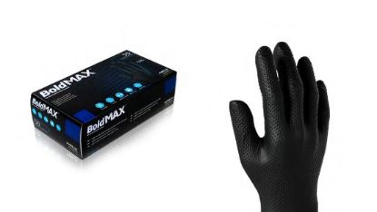 Picture of Aureilia Bold Max Heavy Duty Diamond Textured Black Nitrile Glove XLarge (Pack of 50)