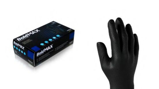 Picture of Aureilia Bold Max Heavy Duty Diamond Textured Black Nitrile Glove XLarge (Pack of 50)