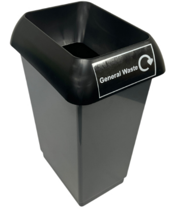 Picture of 50ltr Black Recycling Bin Complete With Lid For General Waste